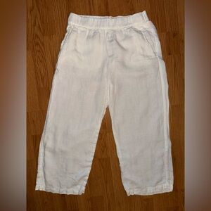 Cynthia Rowley women’s  White 100% Linen Elastic Waist Pants wide leg Sz M